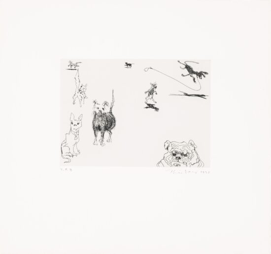 Wayne Thiebaud Etching, Eight Dogs, 1990