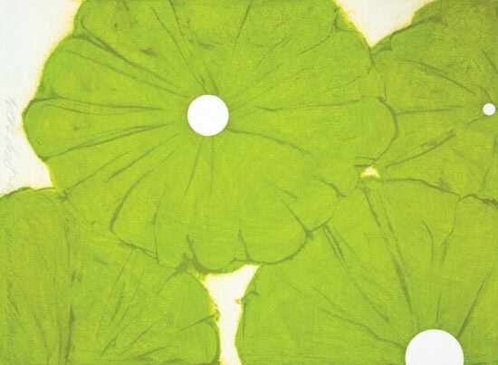 Donald Sultan Archival Pigment Ink, Four Green Poppies April 24, 2024