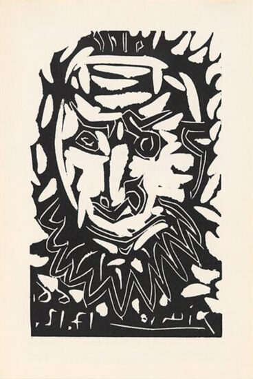 Pablo Picasso Linocut, Head of a Man (Greeting Card), 1966